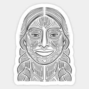 Indigenous woman hand drawn illustration Sticker